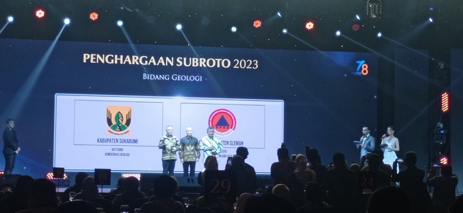 BPBD Kab. Sleman dan Kabupaten Sukabumi meraih Penghargaan Bidang Geologi dalam Penghargaan Subroto 2023